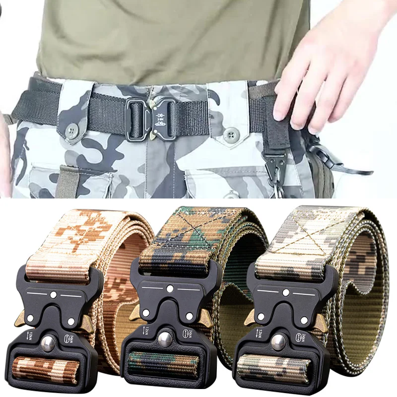 

Mens Tactical Battle Belt Military Nylon Belts Outdoor Multifunctional Training Waistband High Quality Camouflage Waist Strap