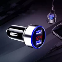 fashionable car charger dual usb qc 3 0 adapter cigarette lighter led voltmeter for all types mobile phone charger smart dual