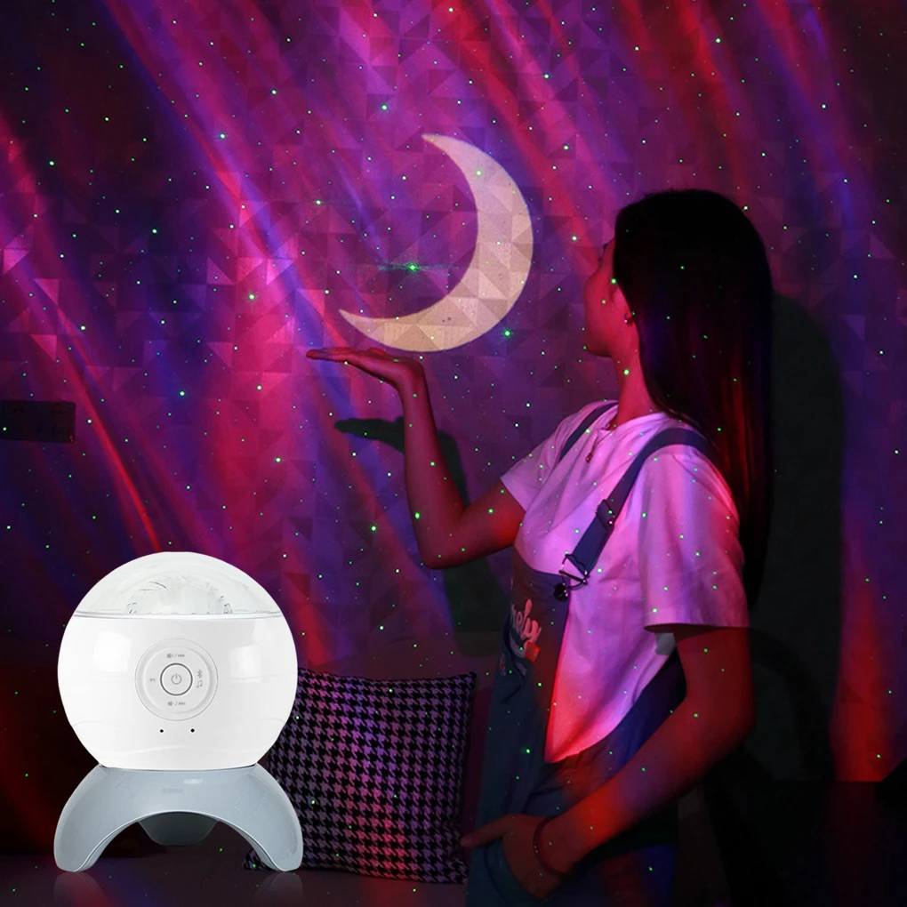 

LED Moon Star Night Light Starry Sky Voice Control USB Rotating Northern Lights Projector Kids Gift Bedroom Tyep