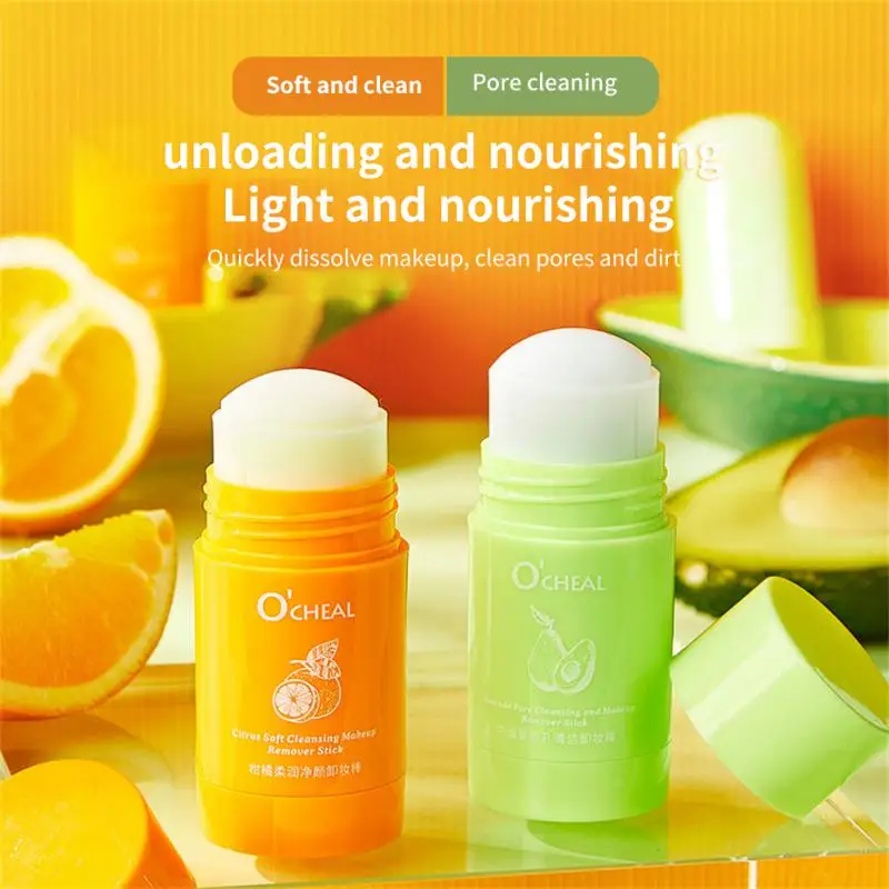 

1pc Avocado Cleansing Stick Makeup Remover Citrus Cleansing Cream Gentle Makeup Remover Moisturizing Skin Care Solid Clay