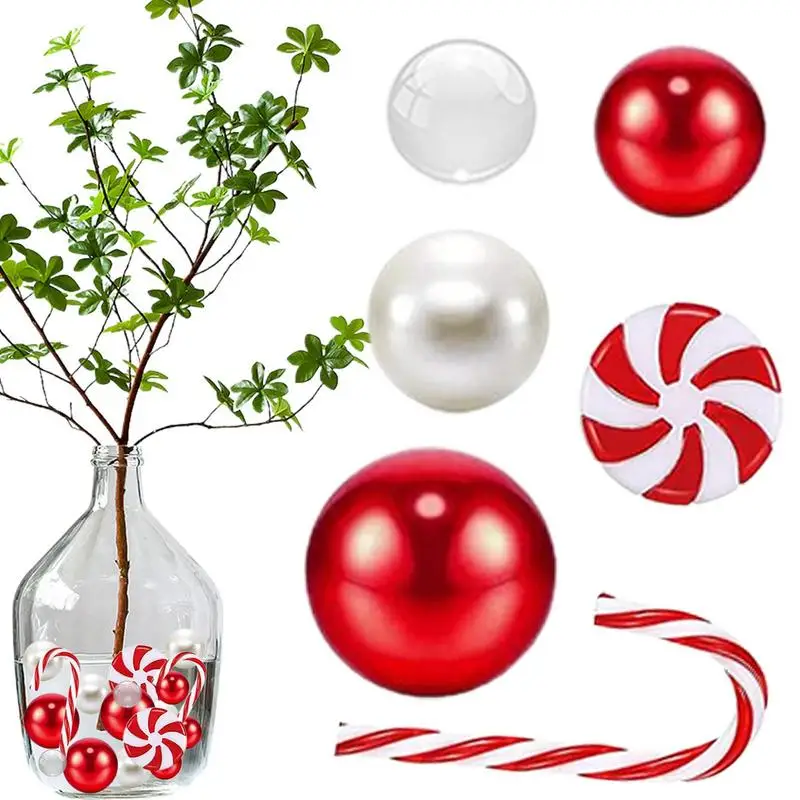 

Party Vase Filler Decor Artificial Candy Cane Pearl Floating Decors For Bottles Vases Red White Candies Pearls Beads Ornament