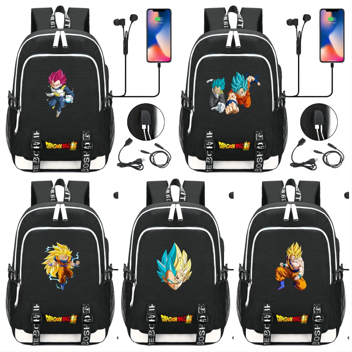 

Dragon Ball Backpack Cartoon Printed School Bag Anime Son Goku Knapsack Boy Student Rucksack Kids High Capacity Schoolbag Gift