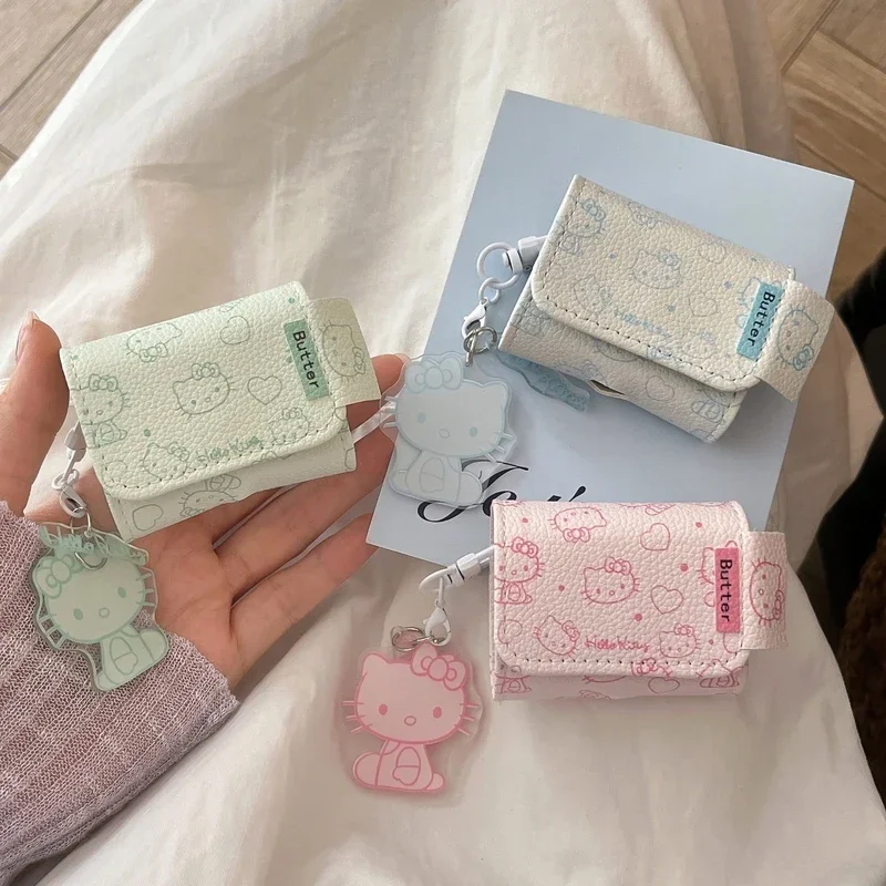 Кожаная сумка Sanrio Kawaii Hello Kitty с героями мультфильмов чехол для наушников AirPods 1 2 3 Pro