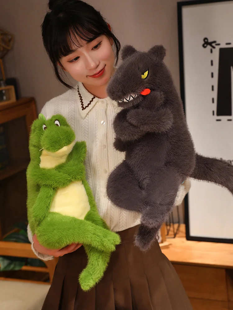 Мультяшные животные плюшевые игрушки зеленые динозавры оранжевые лисы Черные