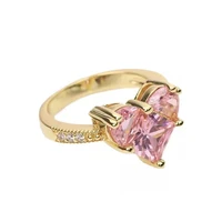 ins trend pink love zircon ring light luxury niche design temperament high end all match index finger personality fashion jewelr
