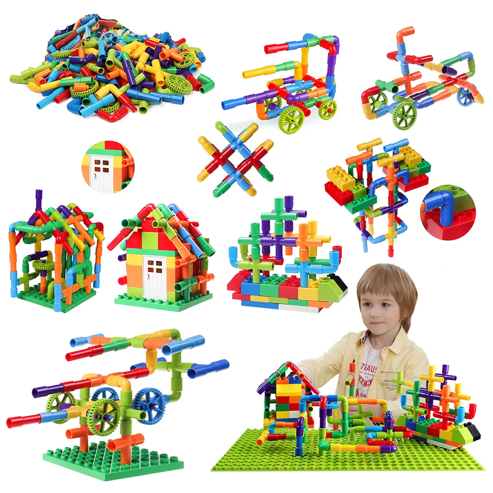 

Water pipeline building blocks assembled children's pipeline-type puzzle development girl boy kindergarten plastic plug-in toy