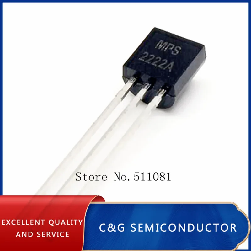 100 шт MPS2222A MPS2222 2N2222 NPN 40 в/0.6A TO92 |