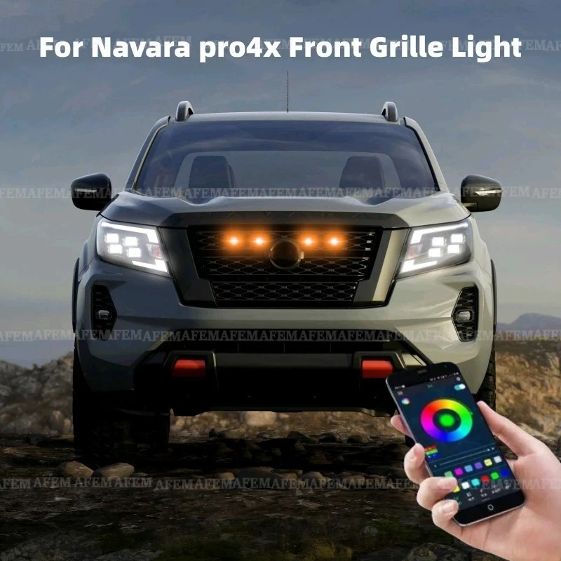 Фото Светодиодная подсветка передней решетки для Nissan Navara Pro4X, дневные ходовые огни, лампы для колесных арок, для пикапов и внедорожников, 12В №1