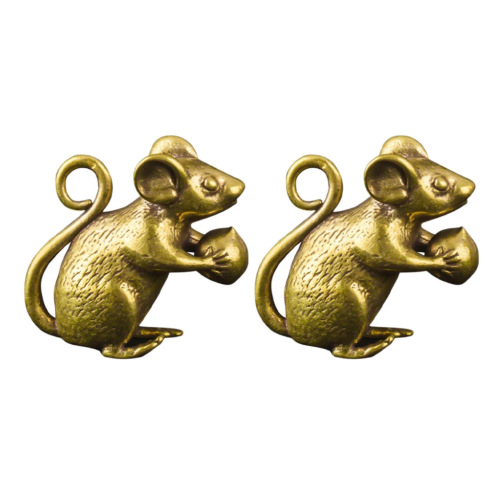 

Pendantkey Charm Chain Brass Zodiac Figurine Ornamentkeychain Golden Gift Chinese Statuesculpture Desktop Mini