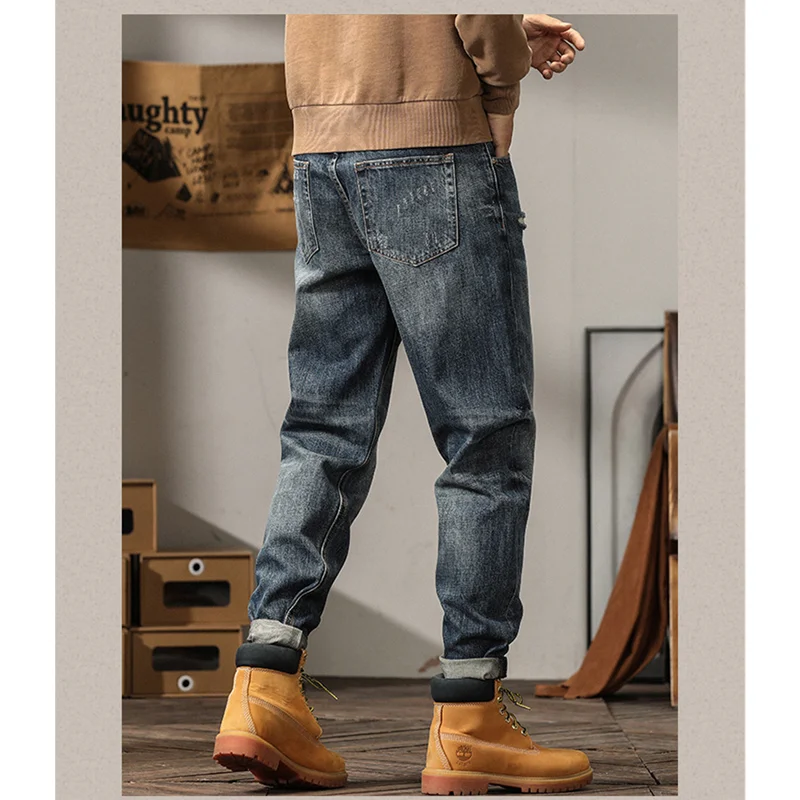 Streetwear Men 2022 New Pattern Vintage Recreational Blue Large Jeans Loose Straight Cylinder Broad Leg Trousers Autumn Female