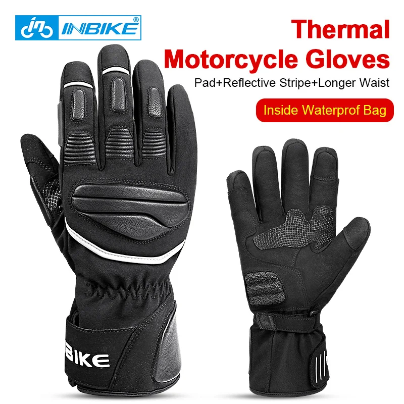 

INBIKE Waterproof Motorcycle Gloves Men Windproof Warm Touch Screen Winter Thermal Non-slip Motorbike Riding Gloves IM710