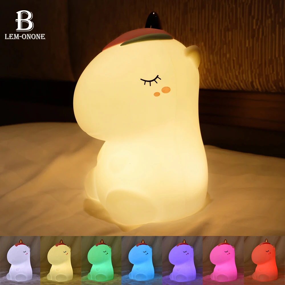 

Unicorn LED Night Lights Cartoon Silicone Patting Light LED Atmosphere Lamp for Bedroom Decor for Children Kids Baby Gift