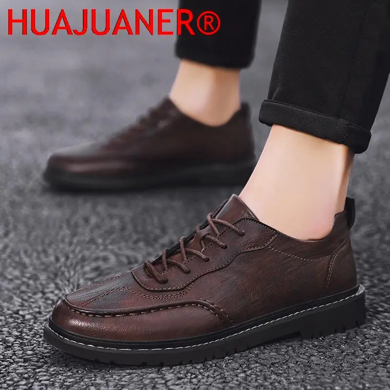 

Туфли мужские повседневные, оксфорды, на шнуровке, удобная Винтажная обувь для офиса и улицы, плоская подошва, весна-осень