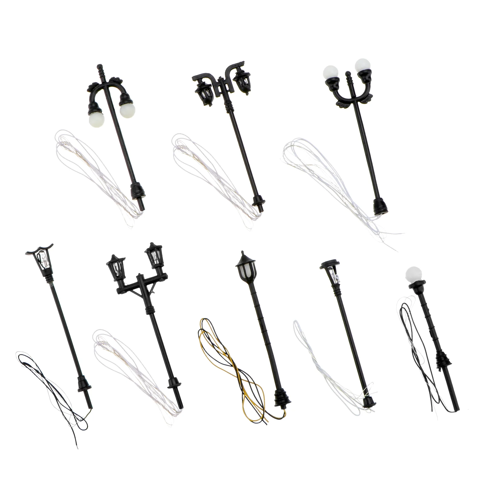 

8 Pcs Micro Landscape Light Decor Model Miniatures Decorate Scene Lamp Resin Toys