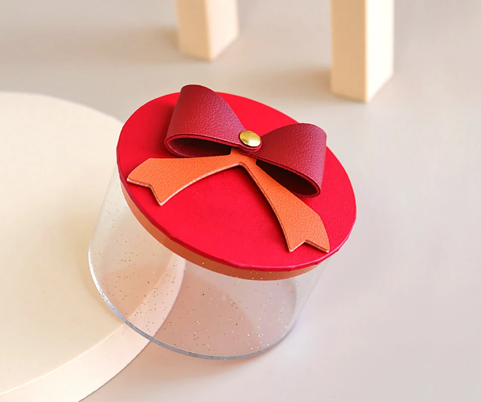 Креативная прозрачная Цилиндрическая Коробка для конфет кожаные свадебные