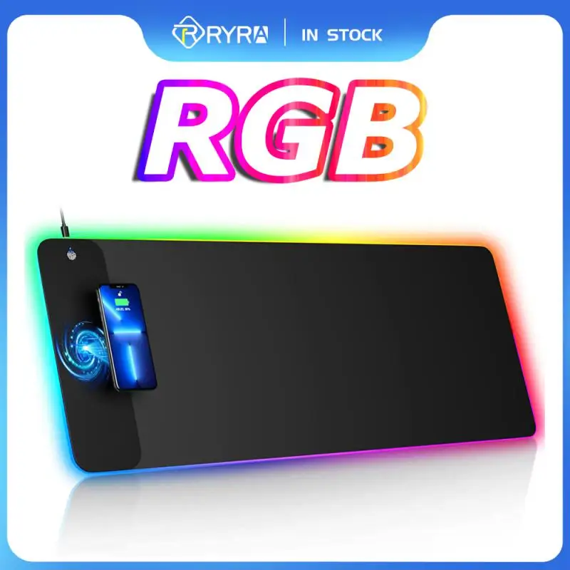 

RGB 800 × 300 коврик для мыши, беспроводная подсветка для подзарядки PS4, игровой стол, утолщенный нескользящий коврик для клавиатуры, игровой пк, светодиодная подсветка