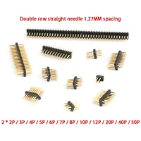 double row straight pin 1 27mm pitch double row pin straight pin 22p34567891012204050p copper gold plated
