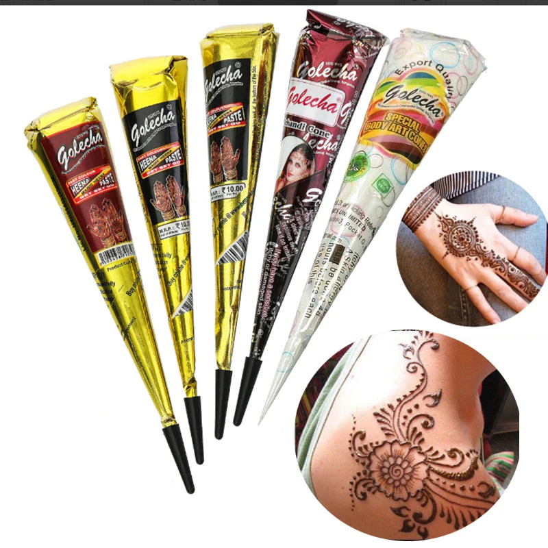 

Indian Henna Tattoo Ink Black Paste Cone Body Paint Temporary Mehndi Henna Tattoo body art Sticker Mehndi Body Paint Oganic
