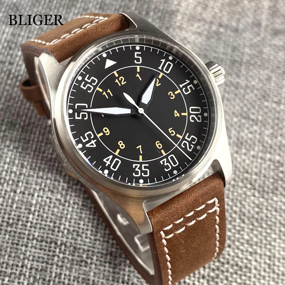 

200M Waterproof Sterile Dial Luminous Diving Automatic Watch for Men PT5000 NH35A Brushed Case Sapphire Crystal Leather Band