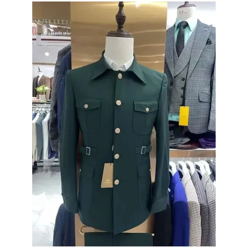 Мужские костюмы Safari индивидуальный заказ блейзер в африканском стиле обычные