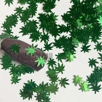 1box holographic green maple leaves nails sequins diy 3d paillette tips laser flakes for nails nail art decorations manicure