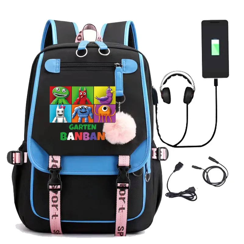 

Garten of Banban Class Garden Student Schoolbag Children's Backpack USB Charging Boys Girls Anime Cartoon School Bag Mochila