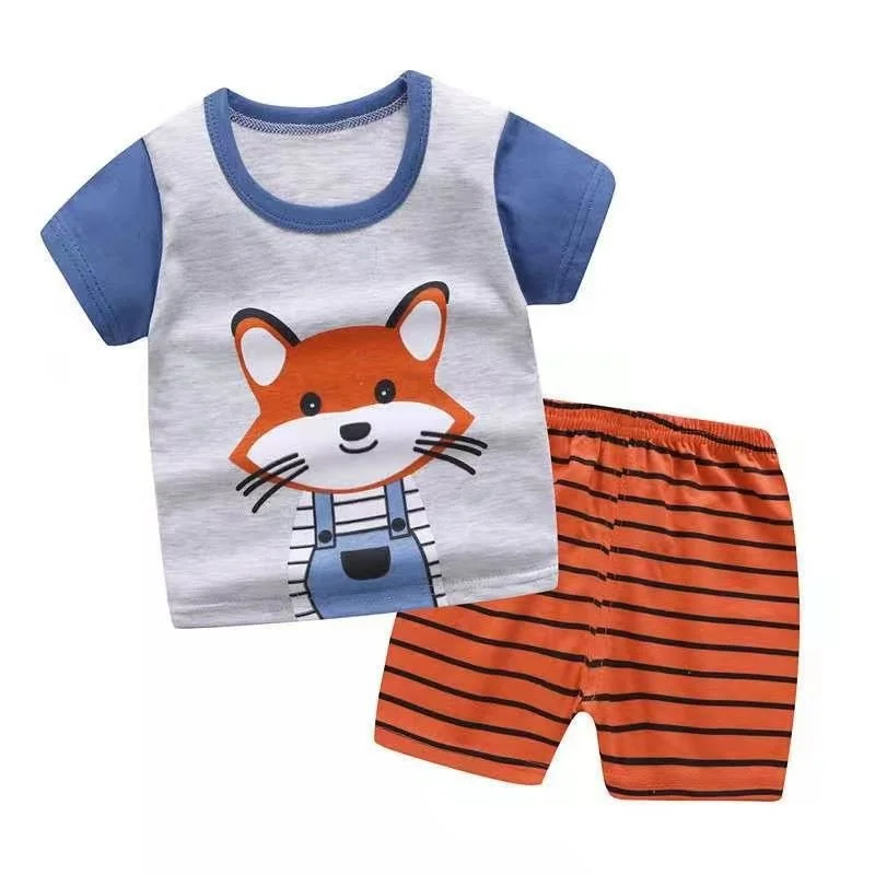 

2022 new summer children clothing set toddler boy cotton T shirt boys 2 piece 0-6 yrs girl fashion cartoon tops infantil clothes
