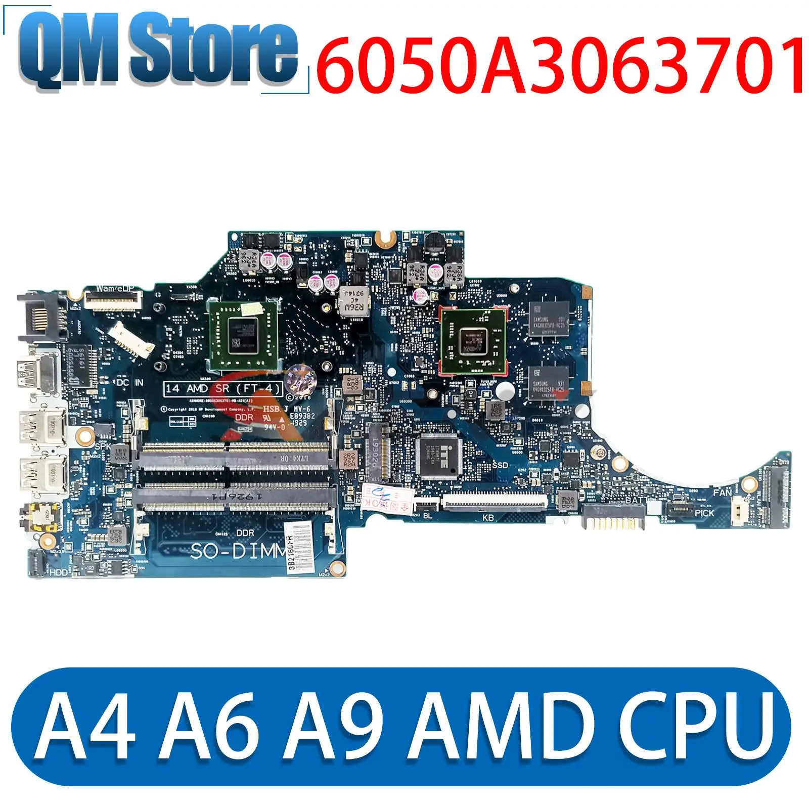 

6050A3063701-MB-A01 For HP 14-DK 14-DP 14S-DP Laptop Motherboard with A4 A6 A9 AMD CPU UMA L46703-601 100% Fully Tested