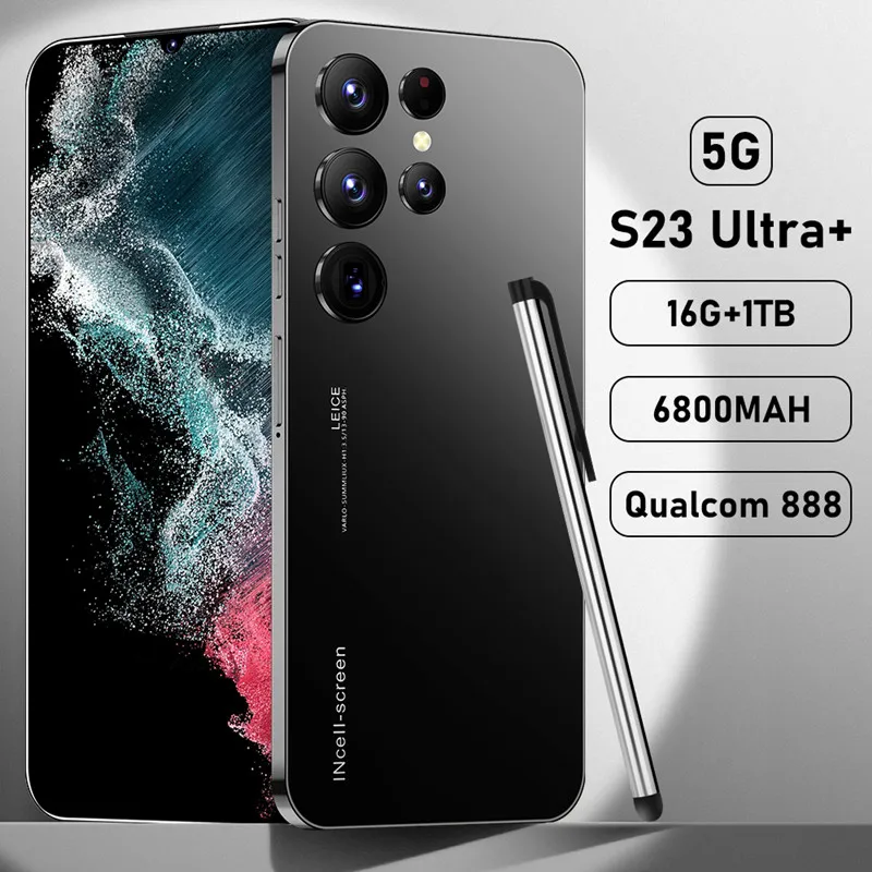 

2023 Global Version S23 Ultra+ 5G Smartphone 16GB+1TB 6.8 inch Cellular 6800mAh Phone 5G Network 50MP Unlocked Dual SIM Phone