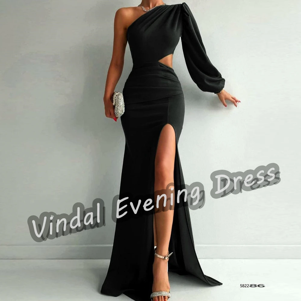 Женское вечернее платье-Русалка на одно плечо с длинным рукавом