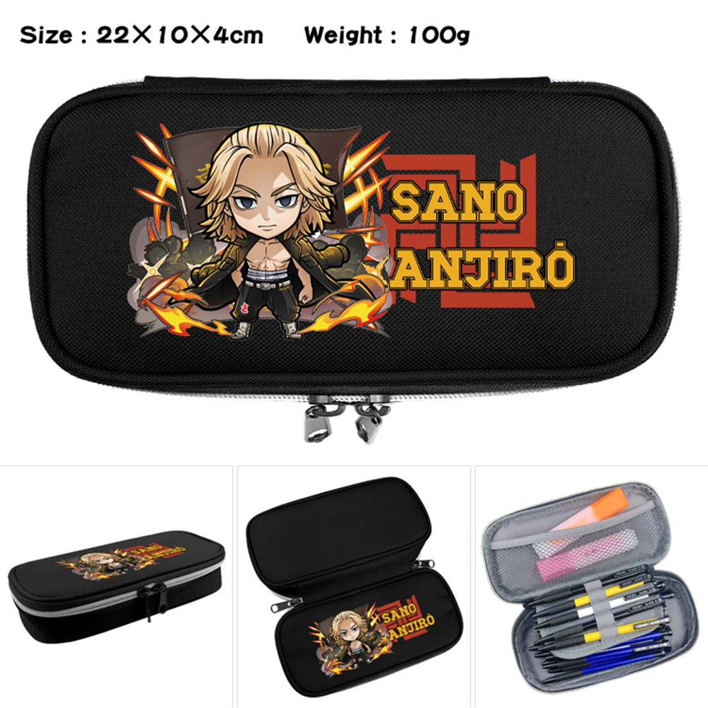 

Anime Tokyo Revengers Nylon Penbag Cartoon Print Stationary Bags Fashion Cosmetic Cases Student Double Zipper Pencil Case Gifts