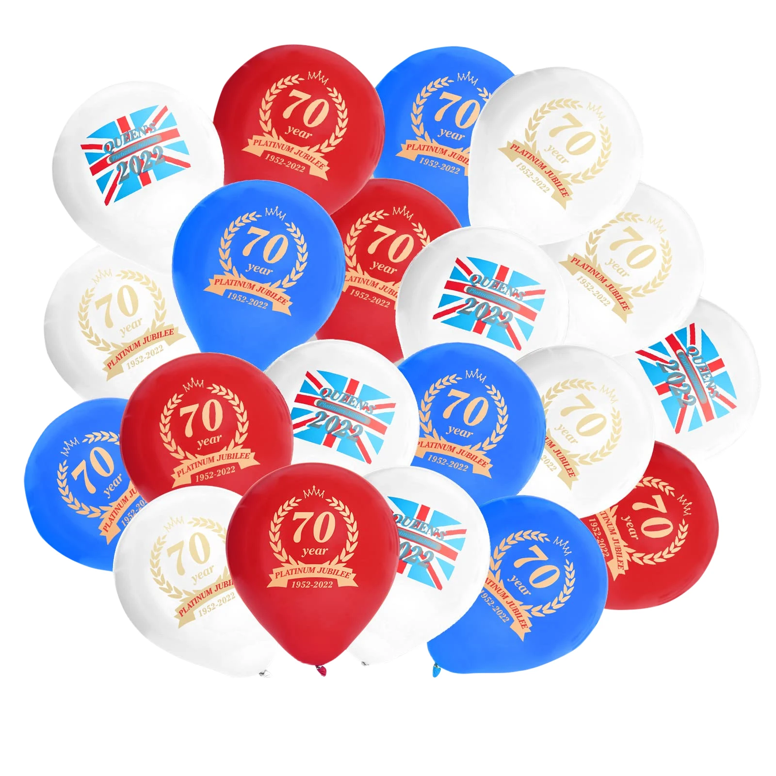 

Great Britain 70th Jubilee Balloons Red Blue White Printed Balloons Queen's 70th Anniversary Street Party Decoration Reusable