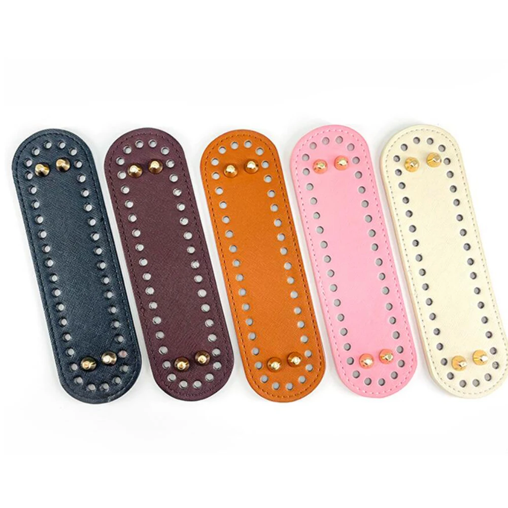 

1PC Oval Long Bottom For Knitted Bag PU Leather Bag Accessories Handmade Bottom With 64 Holes DIY Crochet Bag Bottom For Women