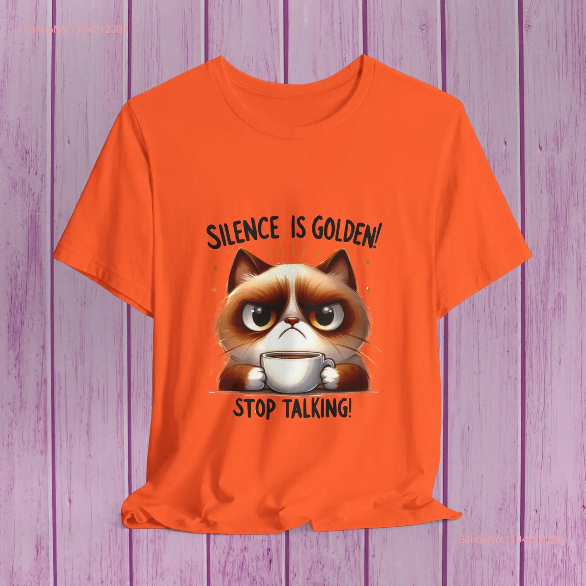 Женская футболка Silance Is Golden Stop Talking Cat из 100% хлопка с длинными или короткими