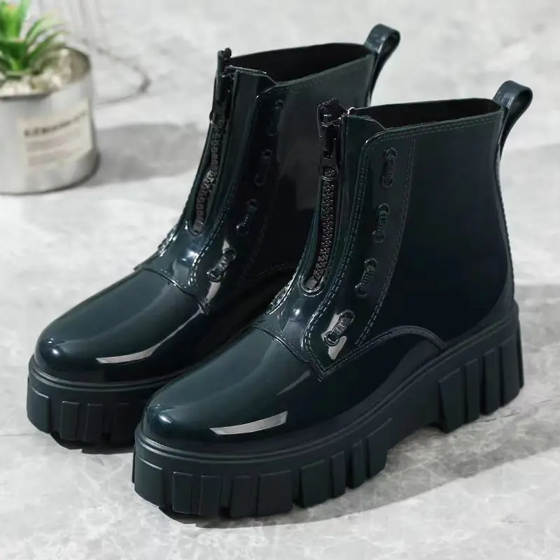 

Новинка 2023, Всесезонные туфли для дождя, Женская Нескользящая модная внешняя одежда с коротким рукавом, водонепроницаемые туфли Martin, прорезиненная обувь, легкая