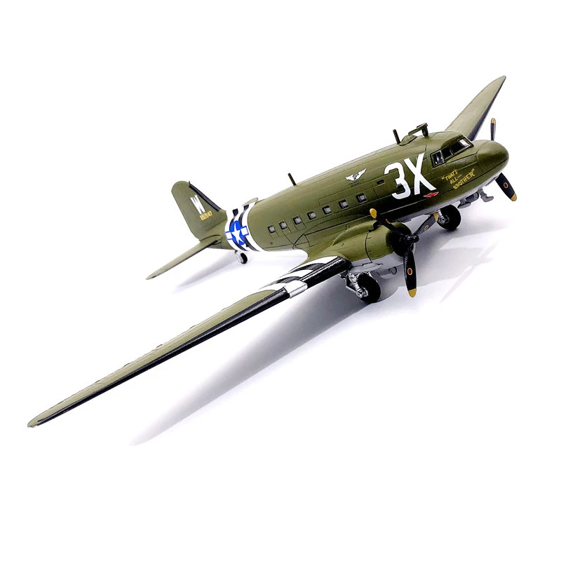 

1/100 WW2 US 101st Airborne Division C47 Transport Fighter Aircraft Model 75th Anniversary Battle of Normandy Die-casting Model