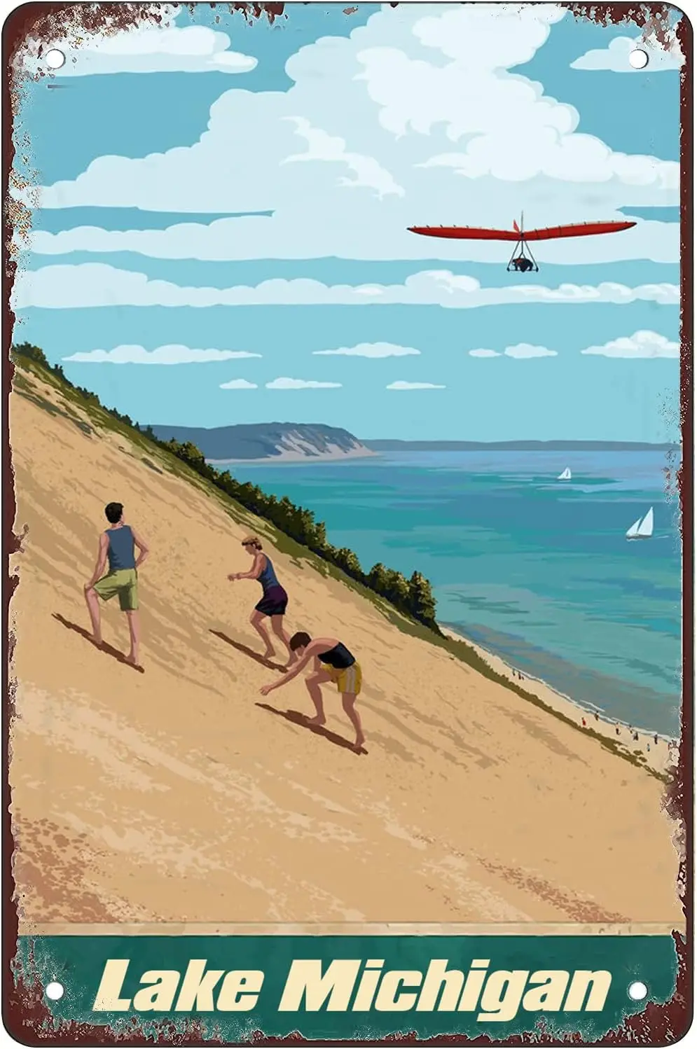 Плакат Vntge Trvel Tn Sgn плакат Lke Mchgn для улицы и пятен крыльцо Wll Hngng Decorton Sze8x12