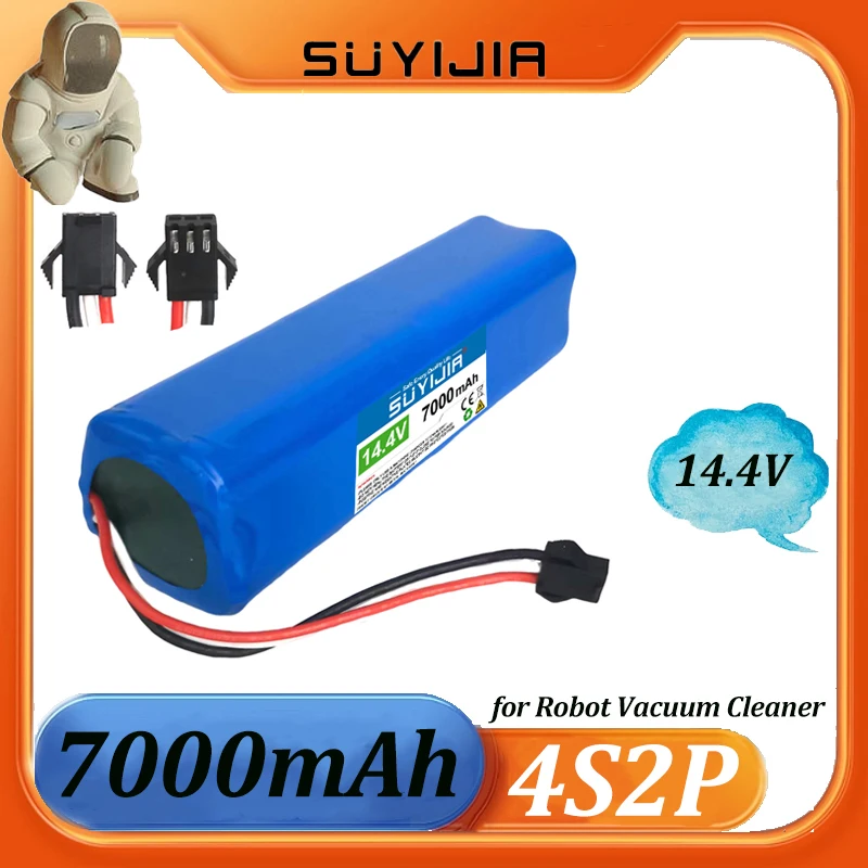 

4S2P 16.8V 18650 7000mAhRechargeable Lithium-ion Battery Real Capacity for Robot Vacuum Cleaner Accessories Battery Replacement
