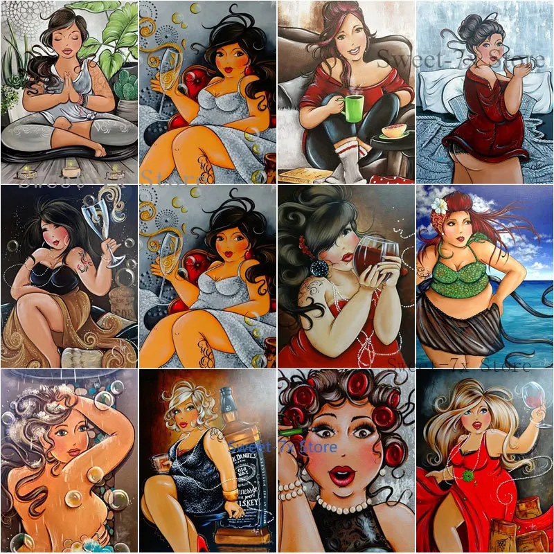 

Cartoon Lady 5D DIY Diamond Painting Cross Stitch Kit Full Square Drill Embroidery Mosaic Art Picture of Rhinestones Home Decor