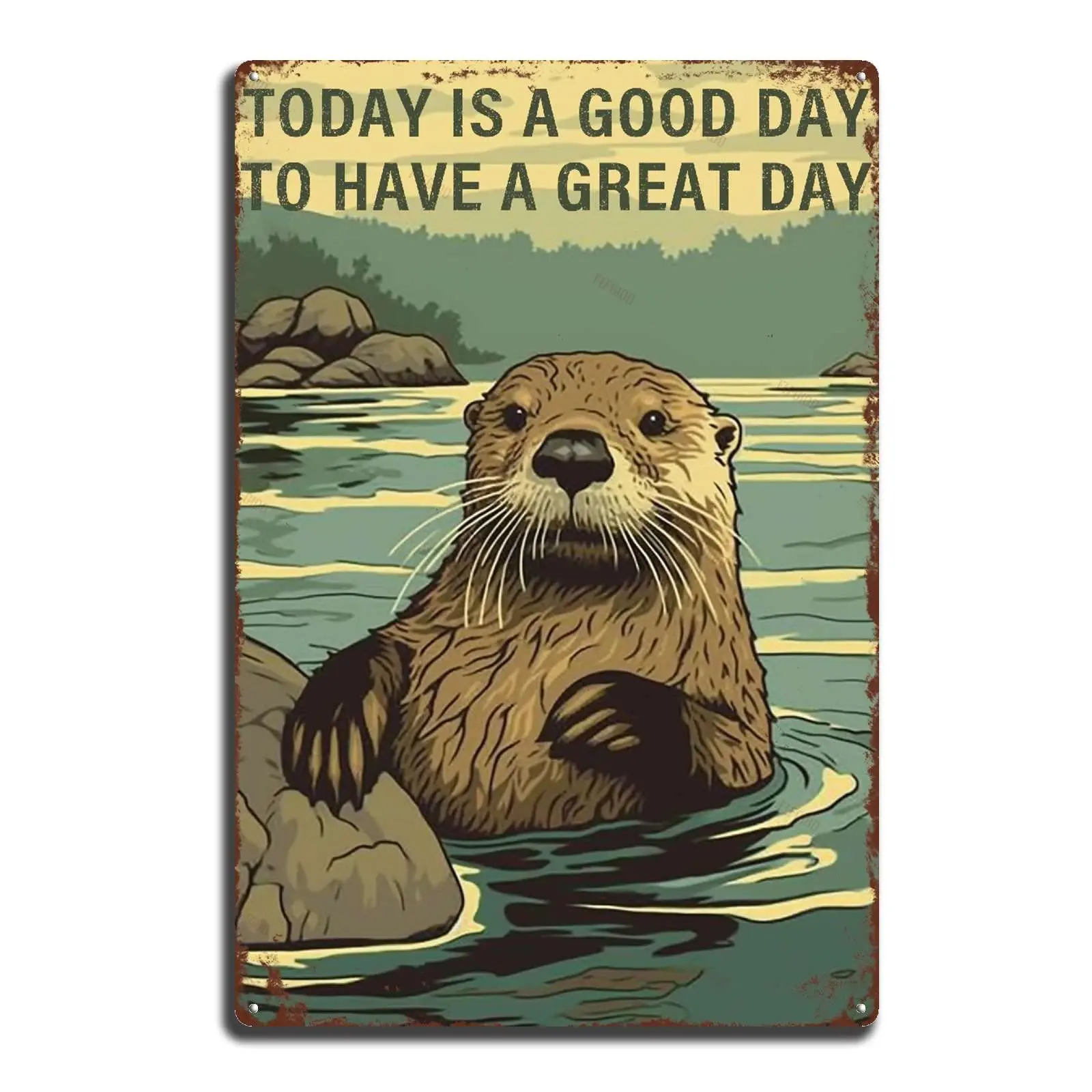 FLFGIDD алюминиевые оловянные знаки выдра сегодня хорошего дня винтажный настенный