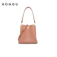 hongu bag new trendy cowhide fashion shoulder handbag womens casual crossbody large capacity bucket bag