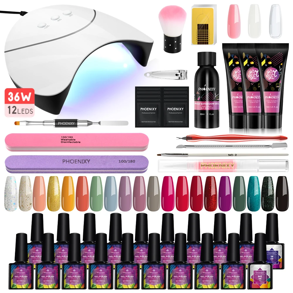 

Nail Kit Gel Nail Polish Set with UV LED Lamp Poly Nail Gel Kit Fast Shipping Acrylic Powder Nail Set Manicure Art Tools Kit