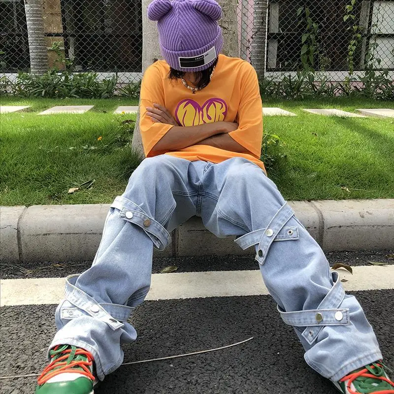 

Punk Flared Jeans for Men Gothic Denim Trousers Male Black Goth Bell Bottom Jeans Pants Blue Japanese Streetwear Hip Hop