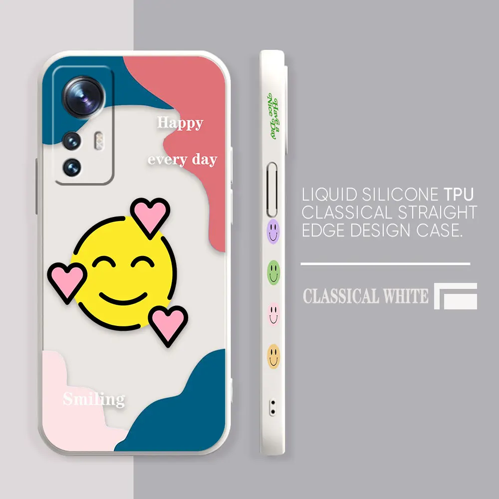 Phone Case For Xiaomi 13 12 12T 12S 11 11T 10 10S 9 Pro Ultra Lite Colour Case Cover Funda Cqoue Shell Capa Lovely Smiling Face