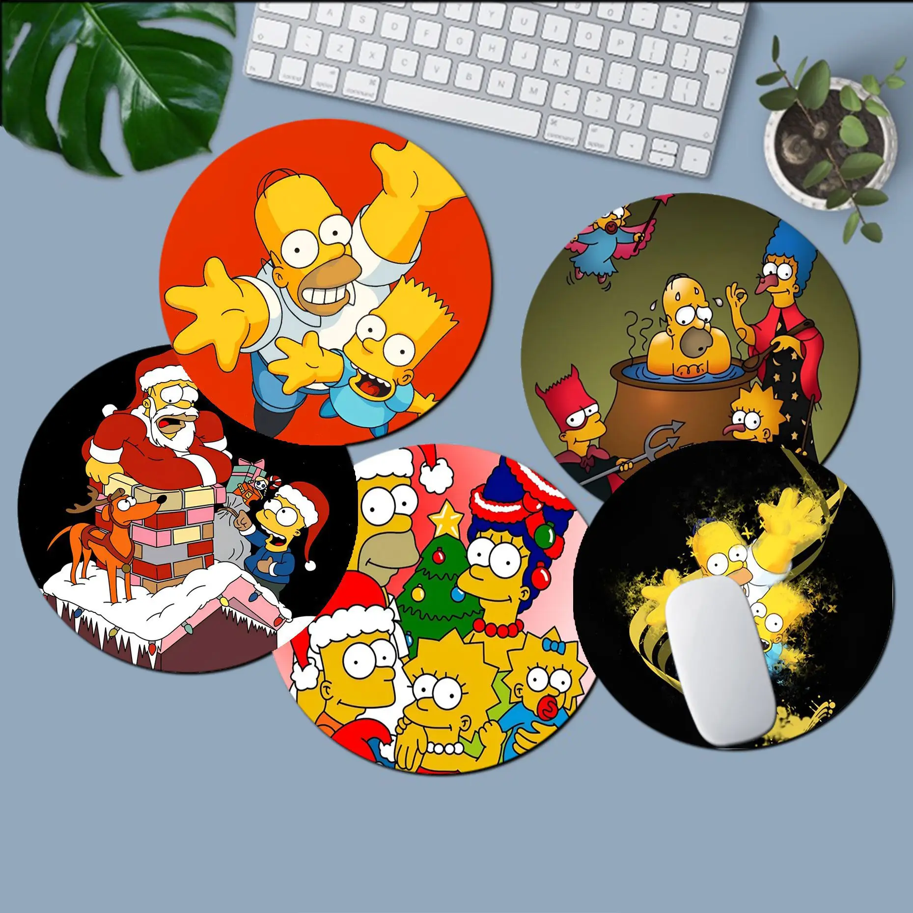 

Cartoon Homer S-Simpson Anti-Slip Round Cabinet Gaming Laptop Computer Office Notbook Mouse Pad Mouse Mat For Teen Girls Bedroom