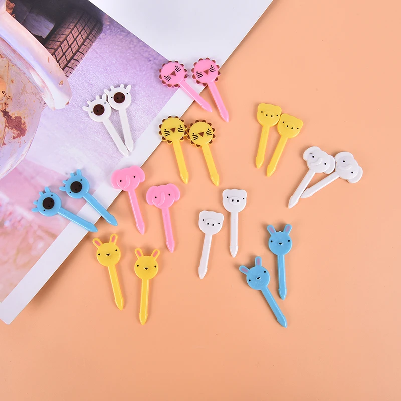 

10PCS Decor Lunch Box Accessory Fruit Picks Kids' Animal Forks Food Mini Tool