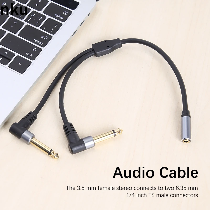 

Nku 3.5mm 1/8'' TRS Stereo Female Jack To Dual 6.35mm 1/4'' TS Right Angle Male Plug Mono Y Splitter Audio Cable for Amplifer