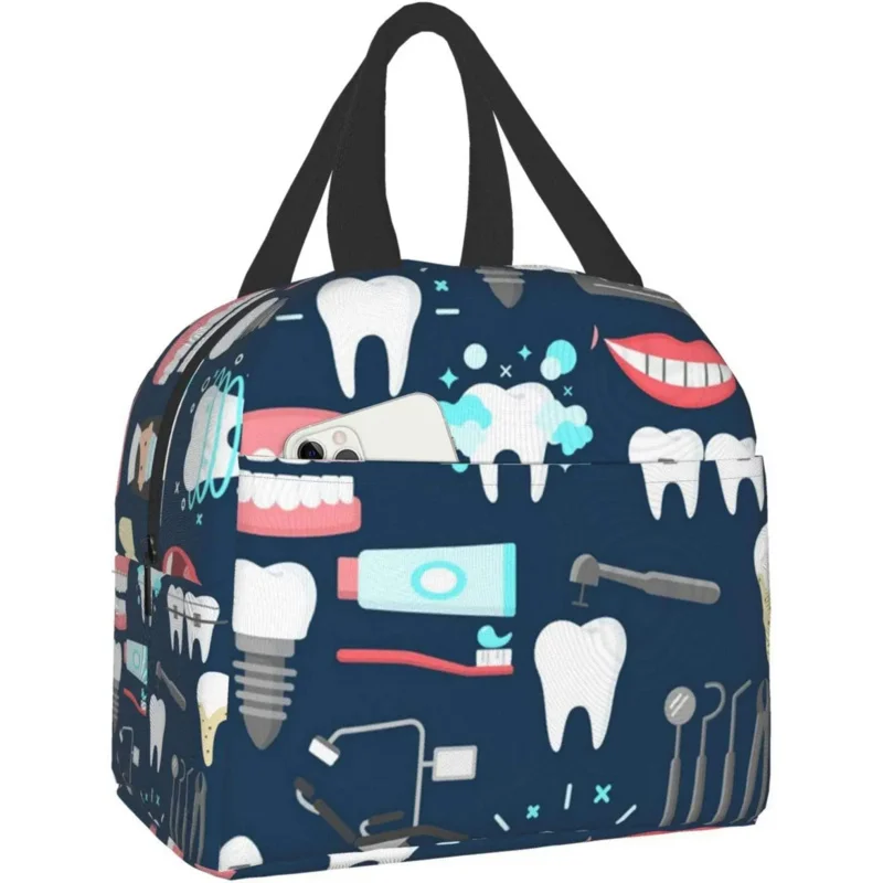 

Изолированная сумка для ланча с стоматологическим рисунком, герметичный охлаждающий Ланч-бокс для мужчин и женщин, многоразовая Термосумка-тоут для офиса, работы, пикника