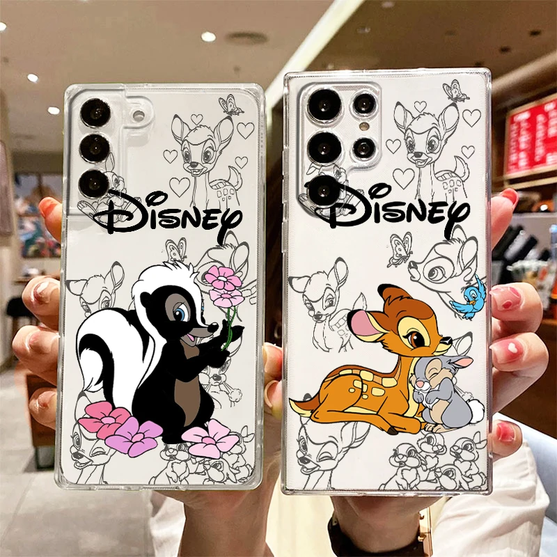 

Bambi Anime Cute Transparent Phone Case For Samsung S23 S22 S21 S20 FE Ultra Pro Lite S10 S10E S9 S8 Plus 5G