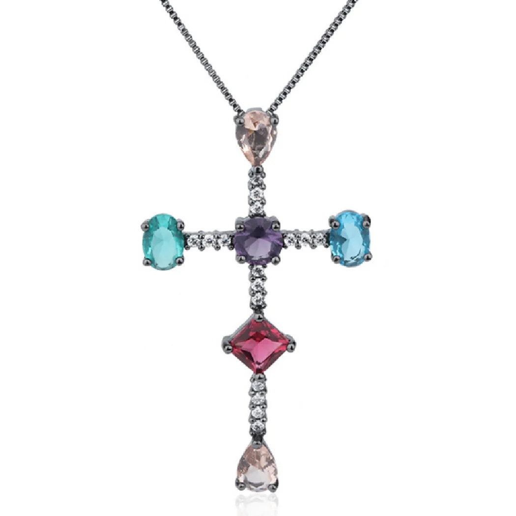 

Трендовая бижутерия, Классическая Женская цепочка с подвеской-крестом, ювелирные изделия, изящные женские свадебные подарки, высококачественное ожерелье из кубического циркония AAA ВАЗ